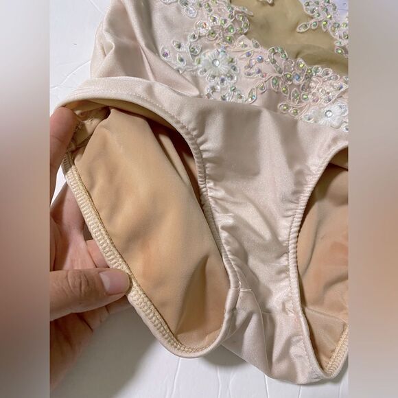 Glamour solo dance costume blush pink lace lyrical rhinestones SA-Small adult - Picture 7 of 14